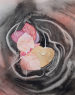 Feuilles sur encre de Chine